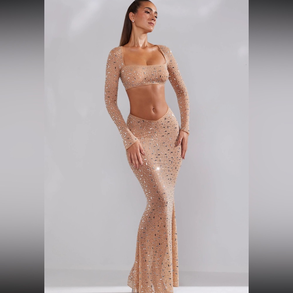 Oh Polly Sheer Mesh Beaded Set